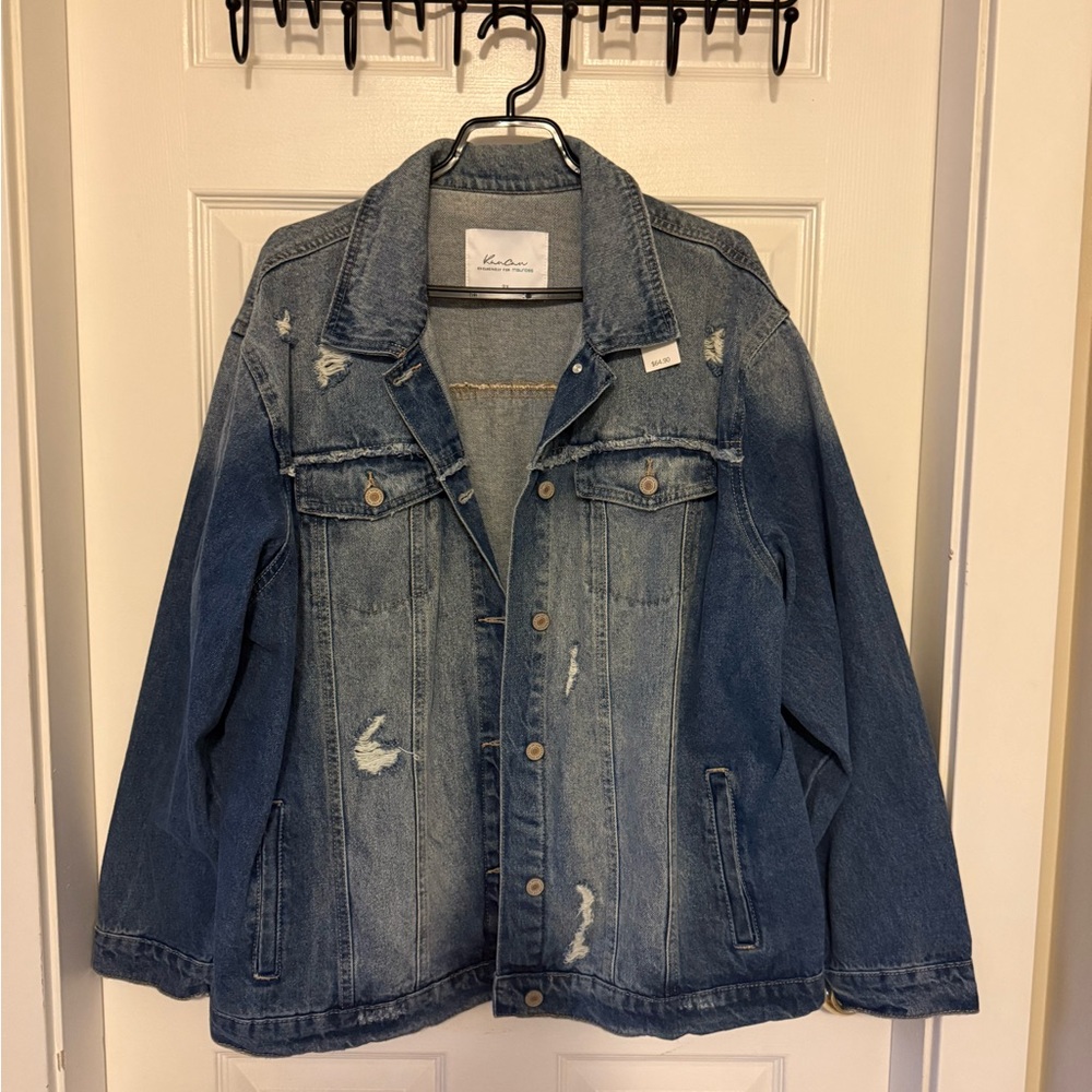 KanCan Dark Blue Distressed Jean Jacket